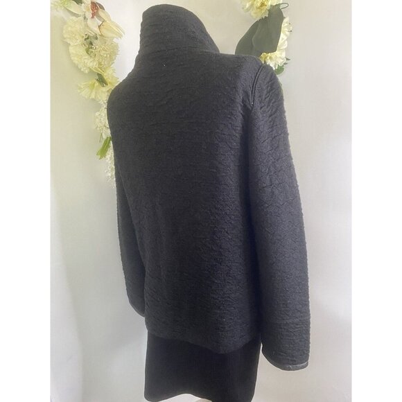 Vintage AMS Pure Women's Black Snap Closure Wool Blend Sweater Jacket Sz 8 Spain - Picture 14 of 16